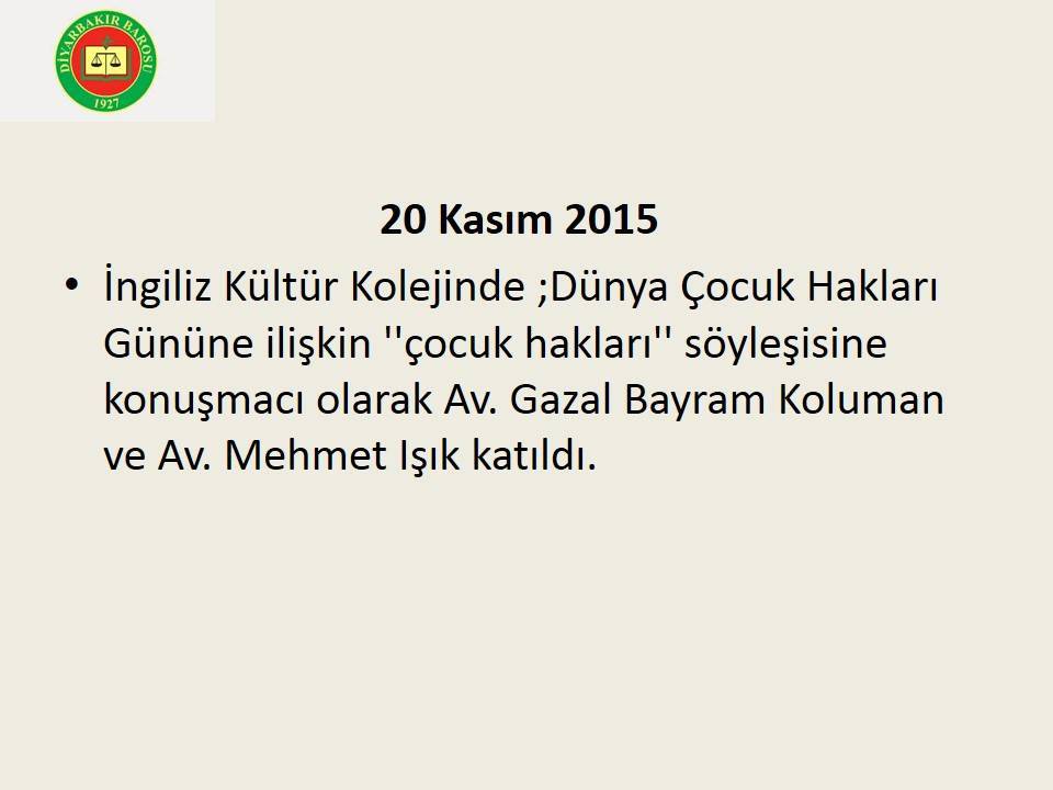 Dünya Çocuk Hakları gününde İngiliz Kültür Kolejinde söyleyişi yapıldı.