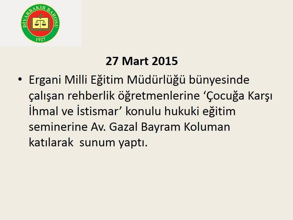Ergani Milli Eğitim Müdürlüğünde Çalışan Öğretmenlere Hukuki Seminer Verildi.