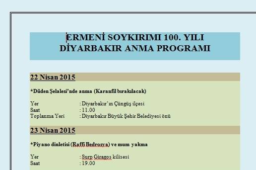 ERMENİ SOYKIRIMI 100. YILI DİYARBAKIR ANMA PROGRAMI