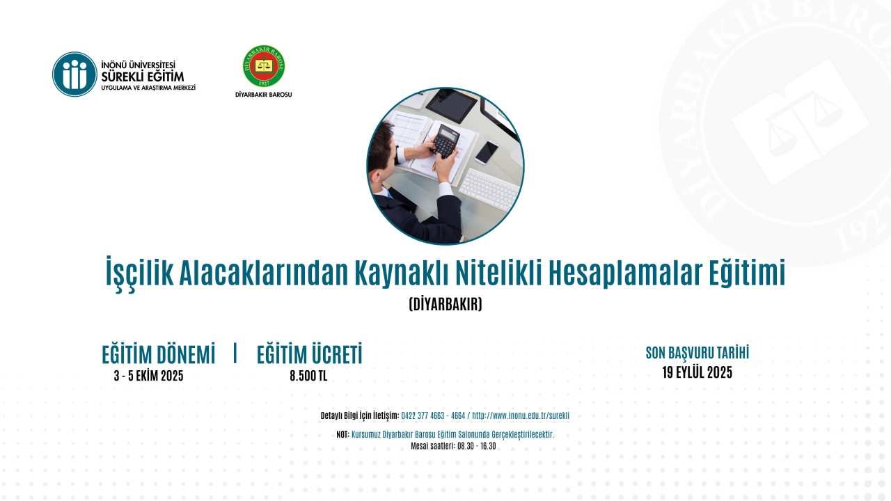 İşçilik Alacaklarından Kaynaklı Nitelikli Hesaplamalar Eğitimi 